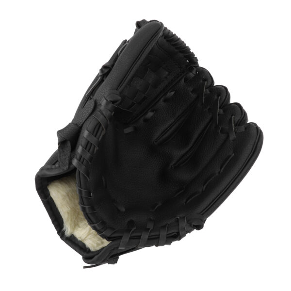 Baseball Glove Ergonomic PU Leather Baseball Mitts Softness Professional Baseball Fielding Glove Softball Mitts for Youth Adult 10.5 Inch Black - Image 4