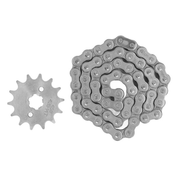 428 Chain Sprocket Set Steel 14T Front Motor Sprocket with 60 Links Drive Chain for 50cc 70cc 90cc 110cc Bikes Scooters Motorcycles ATVs