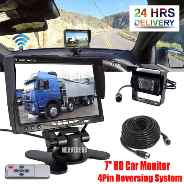 Car Reversing Camera - 7   LCD Monitor For Truck Caravan Bus Van Rear View Kit - Image 2