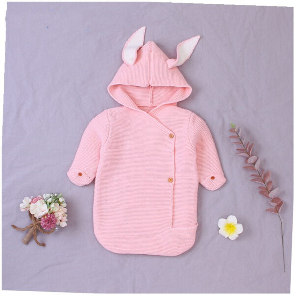 Baby Knitting Rabbit Sleeping Bags Hold Blanket - Image 4