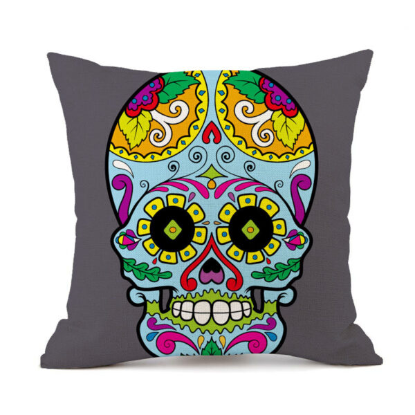 Halloween Personalized Retro Skull Linen Print Throw Pillow Cushion Cover - Image 10