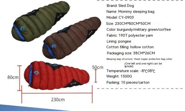 Outdoor  Fishing Autumn And Winter Camping Cotton Sleeping Bags - Image 7