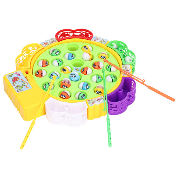 Fishing Game Play Set 24 Fish 5 Poles Rotating Fishing Game Board Gift for Kids Toddlers with Music - Image 5