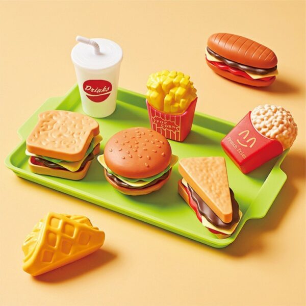 Kids Kitchen Toy Pretends Play Cooking Food Game Hamburger - Image 8