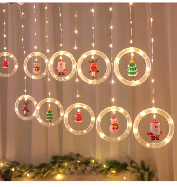 Festive DIY String Lights,Santa Claus Circle Christmas Tree Cartoon Shape Curtain Lights,LED Colorful Lights,Room Window Decoration Lights - Image 6