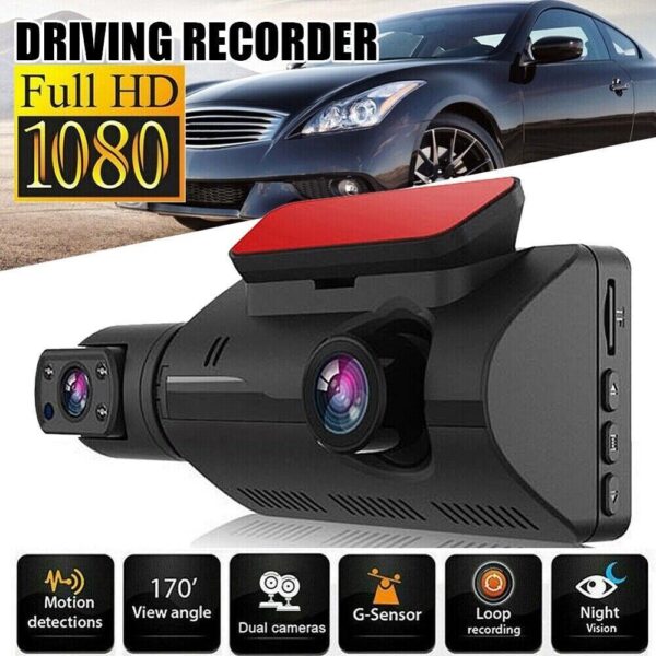 Car Dash Cam 1080P Dual Lens Recorder G Sensor DVR Front Rear Camera Video UK - Image 3