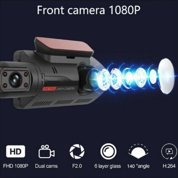 Car Dash Cam 1080P Dual Lens Recorder G Sensor DVR Front Rear Camera Video UK - Image 8