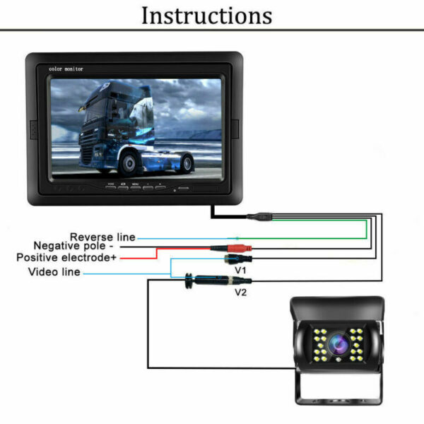 Car Reversing Camera - 7   LCD Monitor For Truck Caravan Bus Van Rear View Kit - Image 9