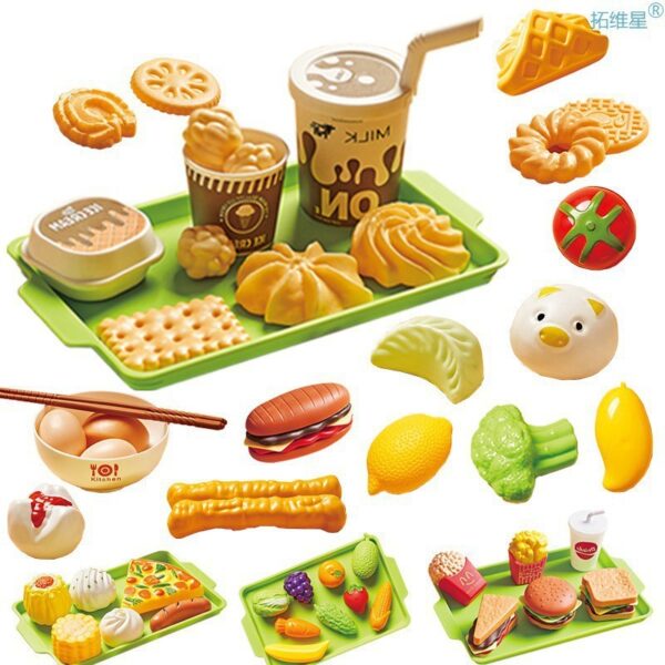 Kids Kitchen Toy Pretends Play Cooking Food Game Hamburger - Image 6