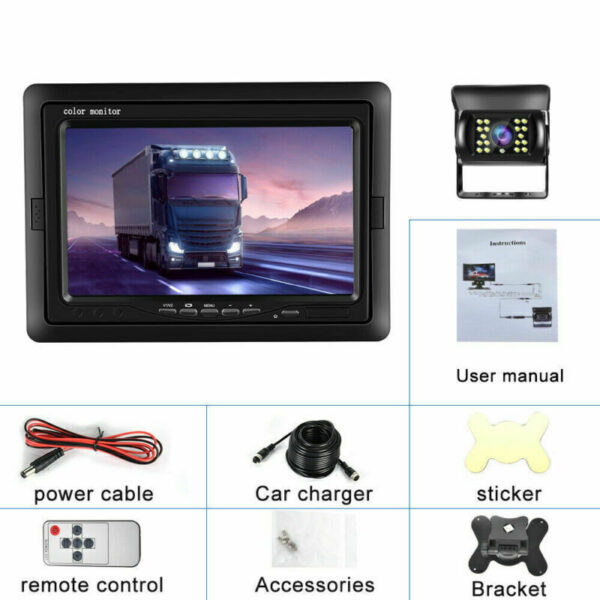 Car Reversing Camera - 7   LCD Monitor For Truck Caravan Bus Van Rear View Kit - Image 5