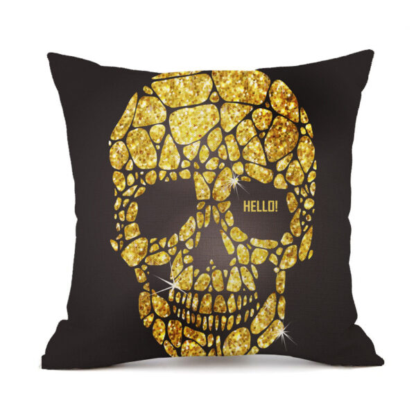 Halloween Personalized Retro Skull Linen Print Throw Pillow Cushion Cover