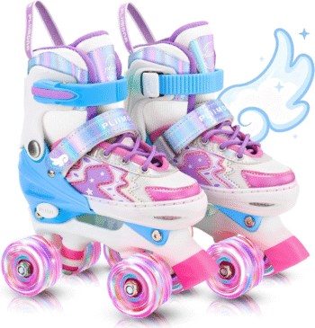 Kids' Roller Skates for Girls & Boys, Ages 3-12 - 4 Size Adjustable Skates for Beginners