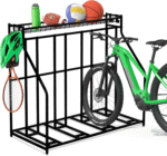 4-Bike Stand, Bike Storage Rack, Bicycle Floor Rack for Garage Organizer, Indoor Sporting Gear Storage Station
