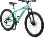 Grafton Mountain Bike, 24, 26 or 27.5 Inch Bike, 21 Speed, Aluminum Frame, Knobby Mountain Tires, Suspension Fork, Trigger Shifters, Mechanical Disc Brakes, Teal, Tan, Blue or Purple