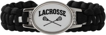 Black Lacrosse Paracord Bracelet, Lacrosse Jewelry for Boys & Girls, LAX Stick Charm, Gifts for Players, Teams, and Fans, Lacrosse Accessories