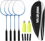 Badminton Rackets Set for Backyards, Lightweight Badminton Set of 2/4, Includ Rackets, Birdies, 1 Carrying Bag, Outdoor Games for Adults Family Kids Beginners