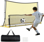 Soccer Rebounder Net, 2 in 1 Soccer Bounce Back Net, Rebound Net Practice for Team Volley Passing Solo Training, Football Trainer with Carry Bag, 4 Stakes