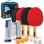 All-In-One Ping Pong Set - Retractable Ping Pong Net for Any Table (72"), Ping Pong Paddles and Balls, Storage Case - Portable Table Tennis Family Games, Gifts for Boys & Girls