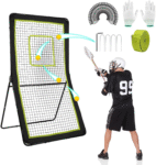 Heavy Steel Frame Lacrosse Rebounder 4X7Ft - Power-Rebound Net for Baseball, Volleyball & Soccer Training with 5 Angles,Quick-Set up Net (Gloves + Wrench)