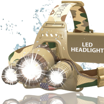 Camouflaged Headlamp Ultra Bright USB Rechargeable Head Lamp. Tactical Head Flashlight Designed Especially for Hunting & Fishing. LED Headlamps LUMINUS 1080 Lumens Headlight with Red Light