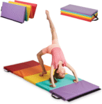 Tumbling Mat for Kids, 5-Panel Thick 1.25" Foldable Exercise Mat for Yoga, Pilates, Stretching, Folding Gymnastics Mats at Home, Gym Workout