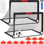 Kids Soccer Goals for Backyard Set - 2 of 4' X 3' Portable Soccer Goal Training Equipment, Pop up Toddler Soccer Net with Soccer Ball, Soccer Set for Kids and Youth Outdoor Games, Sports, Play