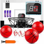 Indoor Basketball Hoop Boys Gifts for Teens and Adults Door Room Basketball Hoop Mini Hoop with Electronic Scoreboard, 3 Balls and Batteries Basketball Toys for 8 9 10 11 12