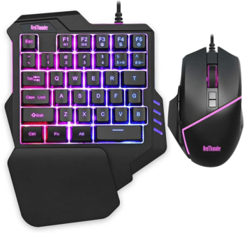 One-Handed RGB Gaming Keyboard and Mouse Combo, 35 Keys Mini Gaming Keypad, 6400 DPI Mouse, Portable Game Controller for PC Gamer