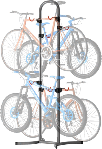 4 Bike Rack, Bicycle Rack, Bike Storage Rack for Garage Home, Freestanding Gravity Bike Stand, Adjustable Vertical Bicycle Holder for Indoor Outdoor, Bike Hanger Floor Parking Cycle Organizer