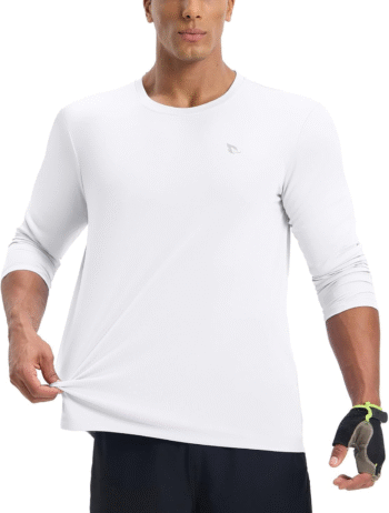 Men'S Mountain Bike Shirts Long Sleeve Loose-Fit Cycling Jersey Zipper Pocket UPF 50+ Workout Hiking Athletic Running